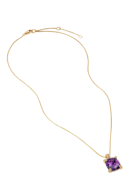 Petite Chatelaine Pendant Necklace, 18k Yellow Gold With Amethyst And Diamonds
